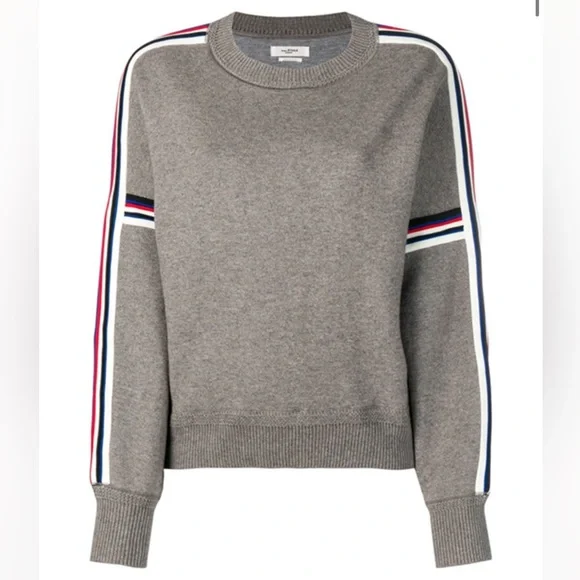 Isabel Marant Kaori Gray Sweater with Striped Sleeves XS (34)